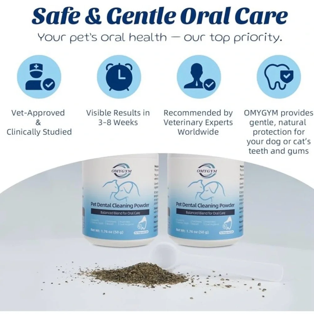 OMYGYM Dog Dental Powder Teeth Whitening Oral Care Teeth Stain Remover EXP 12/26